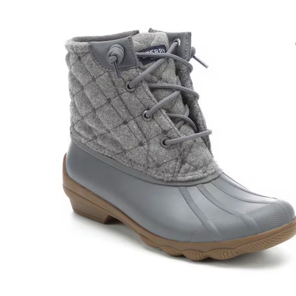 Sperry Syren Gulf Wool Quilt Duck Boots Lace Up Gray Waterproof Rain Size?